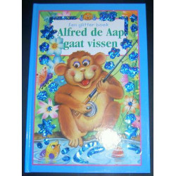 Alfred de Aap gaat vissen. Glitter-kartonboekje, BSN.